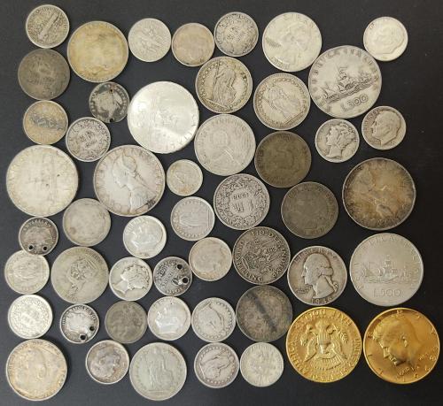 LOTES Y COLECCIONES EXTRANJERO. Lote de 91 monedas de plata.