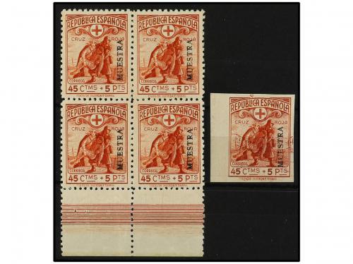 ** ESPAÑA. Ed. 767M(4) y 767Ms. 45 cts. + 5 pts. rojo. Bloq