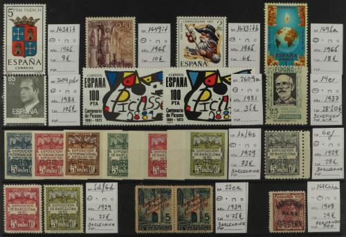 ESPAÑA. VARIEDADES. 1920-1981. Colección con 92 sellos con