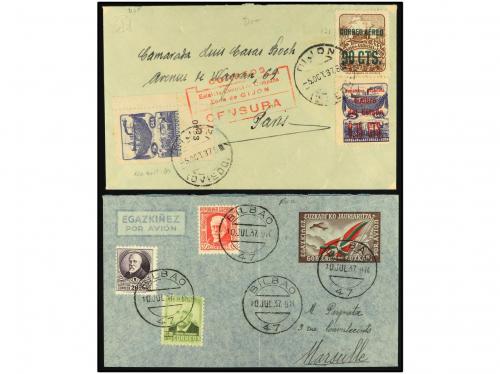 HISTORIA POSTAL. 1937. Lote de 3 FANTASIAS: aerograma EUZKA