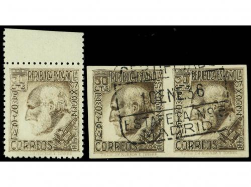 ° ESPAÑA. Ed. 680s(2) y 680dp. 30 cts. castaño grisáceo. Pa