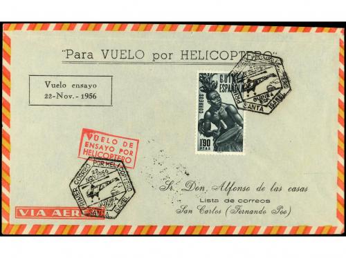 ✉ ESPAÑA. 1956. 2 Sobres VUELO POR HELICOPTERA. MUY BONITOS.