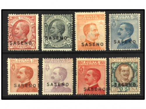 * COLONIAS ITALIANAS. Yv. 1/8. SASENO. SERIE COMPLETA. RARA.