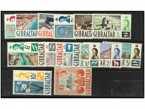 ** COLONIAS INGLESAS. Yv. 130/43 y 145/58. GIBRALTAR. SERIES