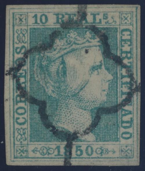 ° ESPAÑA. Ed. 5. 10 reales verde. Bonito sello pese a ligera