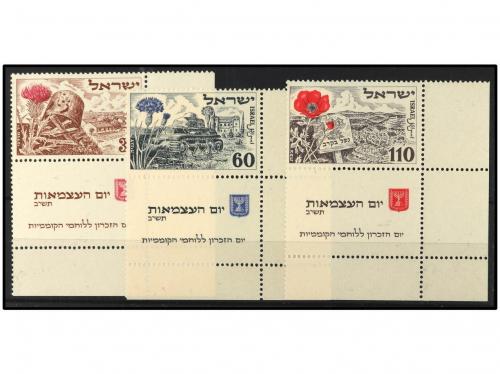 ** ISRAEL. Yv. 31, 36, 43/4 y 54/6. 4 SERIES COMPLETAS con T