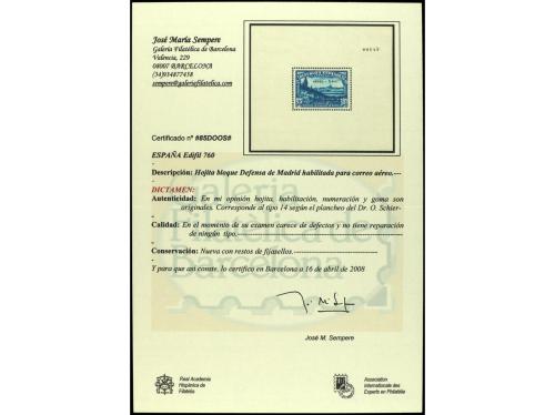 * ESPAÑA. Ed. 760. AEREO + 5 pts. HB. Cert. Sempere. PRECIOS