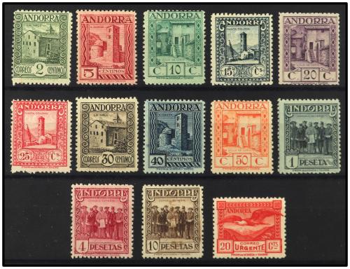 */** ANDORRA. Ed. 15/27. SERIE COMPLETA. El 25 cts. manchas 