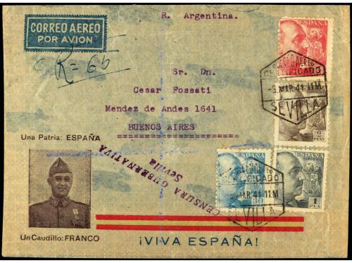 ✉ ESPAÑA GUERRA CIVIL. 1938-1941. Tres cartas certificadas c