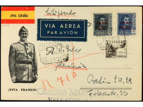 ✉ ESPAÑA GUERRA CIVIL. 1938-1941. Tres cartas certificadas c