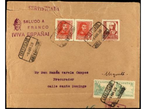 ESPAÑA GUERRA CIVIL. 1938-1939. Dos cartas certificadas circ