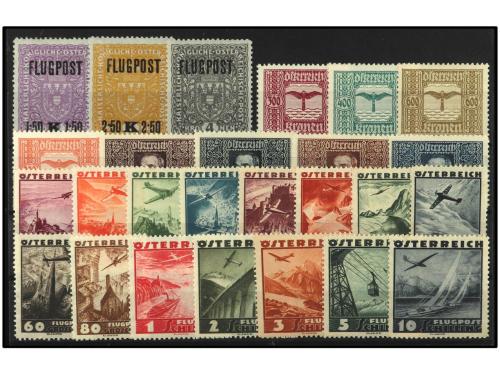 ** AUSTRIA. Yv. Av.1/3, 4/11 y 32/46. 3 SERIES COMPLETAS dif