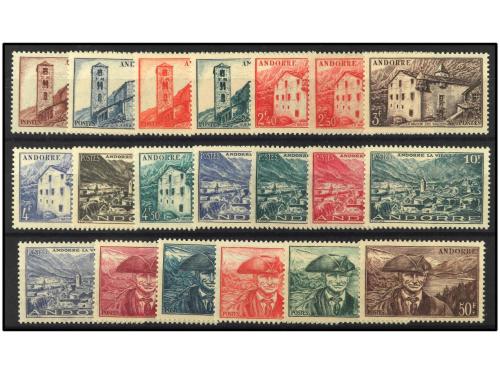 ** COLONIAS FRANCESAS. Yv. 100/18 y 119/37. ANDORRA. SERIES 