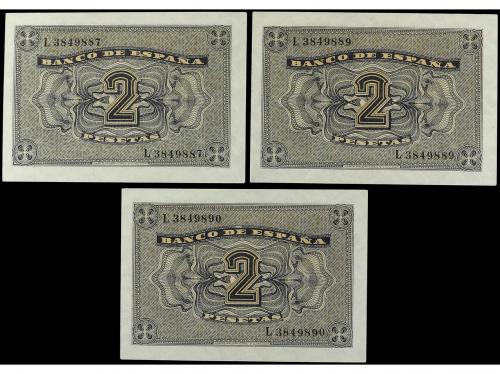 ESTADO ESPAÑOL. Lote 3 billetes 2 Pesetas. 30 Abril 1938. Ca