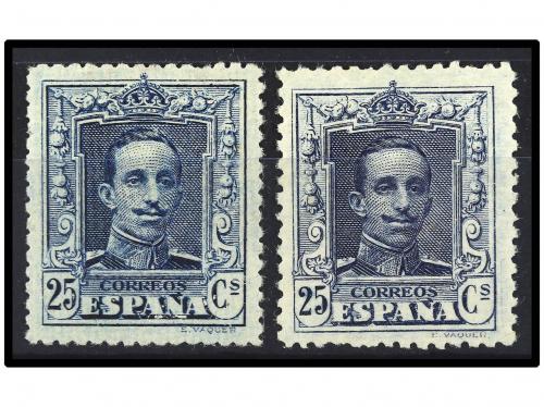 * ESPAÑA. Ed. NE 23/24. 25 cts. azul, tipo I y II. NO EXPEND