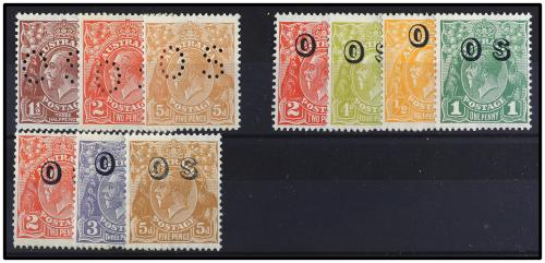 AUSTRALIA. 1915-33. SERVICIO. Conjunto de sellos en nuevo, m