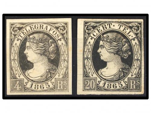 (*) ESPAÑA: TELEGRAFOS. Ed. 6, 8. 4 reales negro y 20 reales