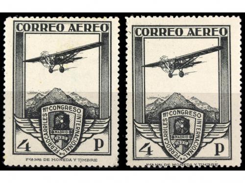 * ESPAÑA. Ed. 488r y 488rc. 4 pts. negro. 2 sellos, uno punt