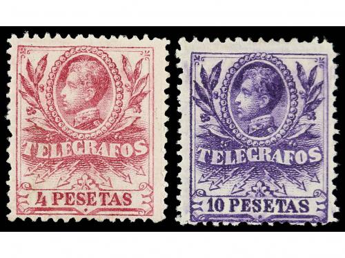 * ESPAÑA: TELEGRAFOS. Ed. 45, 46. 4 y 10 pts. Cat. 246&euro;. 