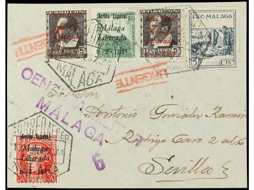 ✉ ESPAÑA E. LOCALES PATRIOTICAS. 1937. Dos cartas de LA LINE