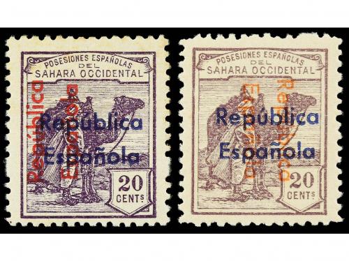 * COLONIAS ESPAÑOLAS: SAHARA. Ed. 39D y 39Db. 20 cts. violet