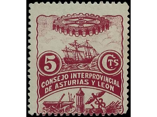 ** ESPAÑA: ASTURIAS Y LEON. Ed. 3. 5 cts. rojo. Centrado hab