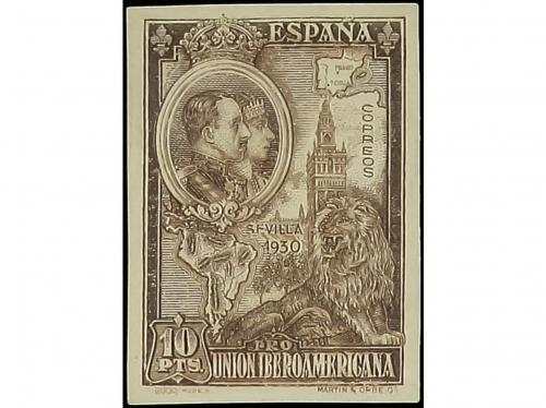 ** ESPAÑA. Ed. 581s. 10 pts. castaño SIN DENTAR. Fallos orig