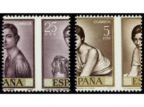 ** ESPAÑA. Ed. 1657dh y 1665dh. 25 cts. y 5 pts. DENTADO DES