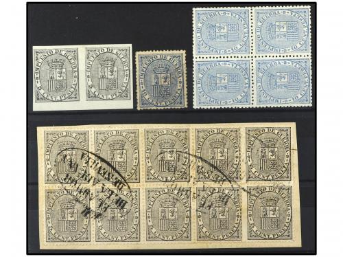 */(*) ESPAÑA. Ed. 141/2, 153/5. CONJUNTO montado en 2 fichas