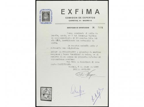 ° ESPAÑA. Ed. 7. 12 cuartos lila. LUJO. Cert. EXFIMA. Cat. 2