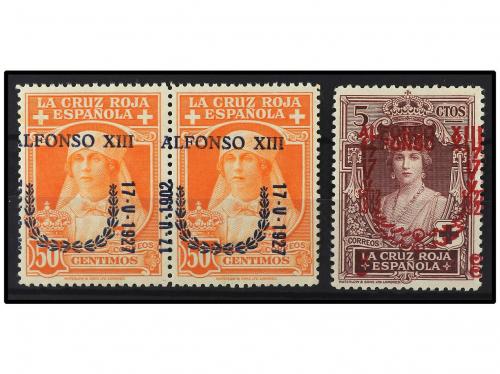 */** ESPAÑA. Ed. 351hh, 358hdh (2). 5 cts. HABILITACIÓN DOBL