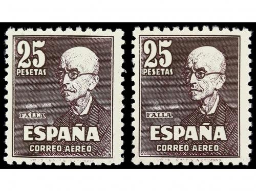 ** ESPAÑA. Ed. 1015 (2). 25 pts. castaño lila. Dos ejemplare