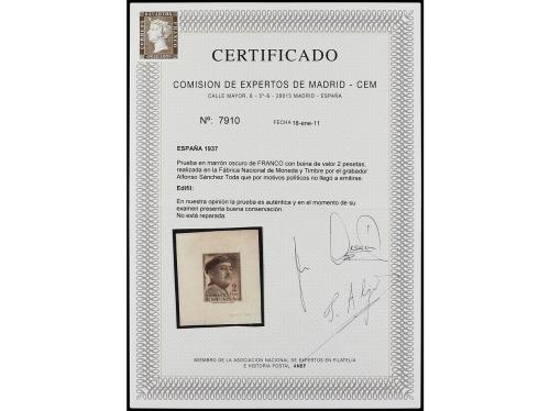 (*) ESPAÑA. 1937. 2 pts. castaño PRUEBA DE PUNZÓN, PROYECTO 